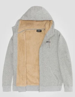 Sweatshirt zippé gris chiné à capuche - GRIS CHINÉ