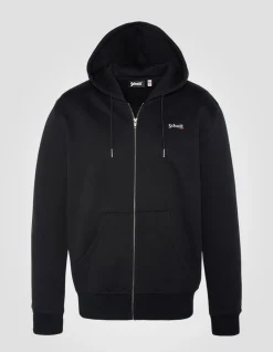 Sweatshirt zippé noir à capuche en molleton épais - NOIR