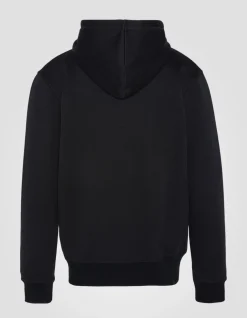 Sweatshirt zippé noir à capuche en molleton épais, grande taille - NOIR