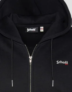 Sweatshirt zippé noir à capuche en molleton épais, grande taille - NOIR
