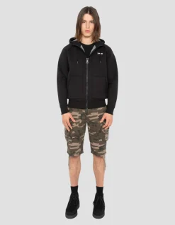 Sweatshirt zippé noir à capuche en Triplux - NOIR