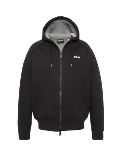 Sweatshirt zippé noir à capuche en Triplux - NOIR