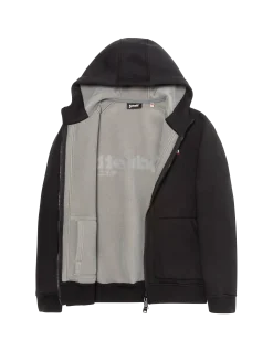 Sweatshirt zippé noir à capuche en Triplux - NOIR