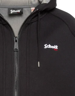 Sweatshirt zippé noir à capuche en Triplux - NOIR