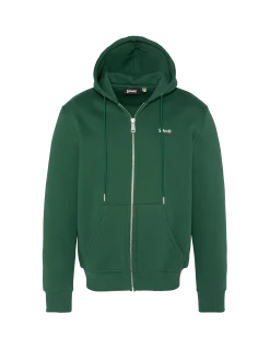 Sweatshirt zippé vert à capuche en molleton épais, grande taille - VERT