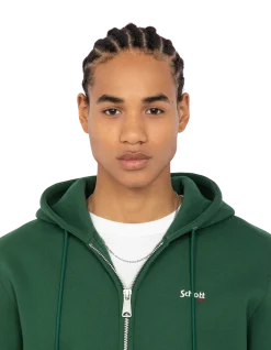 Sweatshirt zippé vert à capuche en molleton épais - VERT