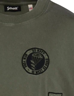 T-shirt army badgé kaki, effet vintage - KAKI