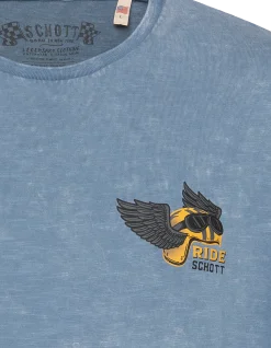 T-shirt biker bleu - BLEU