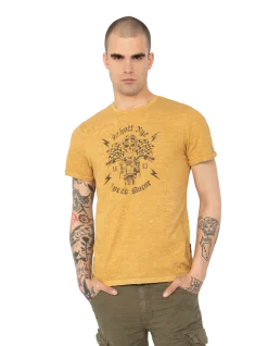 T-shirt biker jaune - JAUNE