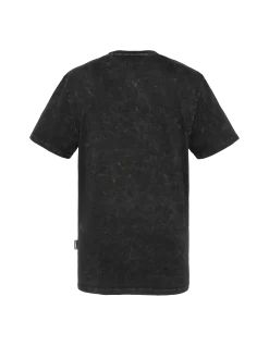 T-shirt biker noir délavé, effet flammé - NOIR DÉLAVÉ