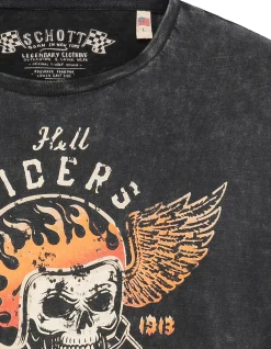 T-shirt biker noir délavé - NOIR DÉLAVÉ