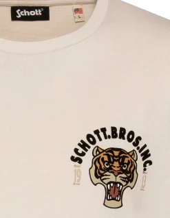T-shirt blanc avec mascotte tigre - BLANC CASSÉ