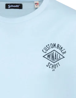 T-shirt bleu ciel imprimé Custom Biker - BLEU CIEL