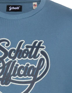 T-shirt bleu jean imprimé Schott Official vintage - BLEU JEAN