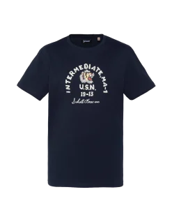 T-shirt bleu marine imprimé U.S.N. - MARINE