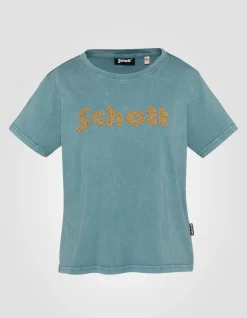 T-shirt brodé bleu - BLEU