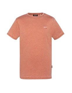 T-shirt col rond rouille effet délavé - ROUILLE