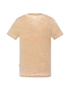 T-shirt col tunisien army beige effet délavé - ARMY BEIGE