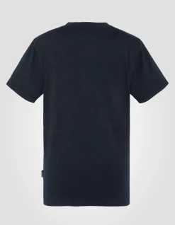 T-shirt col V bleu marine effet flammé - MARINE