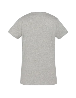 T-shirt gris chiné col V avec broderie cœur - GRIS CHINÉ