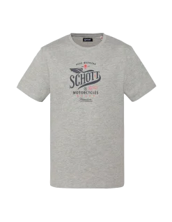 T-shirt gris chiné imprimé Schott Motorcycles - GRIS CHINÉ