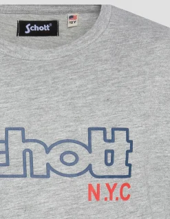 T-shirt imprimé gris chiné enfant - GRIS CHINÉ