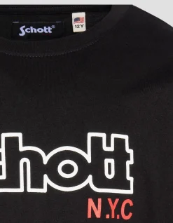 T-shirt imprimé noir à manches longues - NOIR