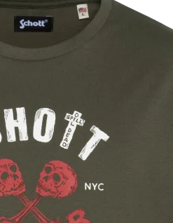 T-shirt kaki imprimé Schott Motor Club - KAKI