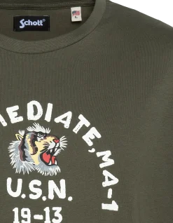 T-shirt kaki imprimé U.S.N. - KAKI