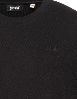 T-shirt noir maille effet gaufré - NOIR