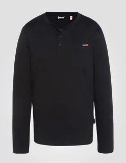 T-shirt noir manches longues effet flammé - NOIR