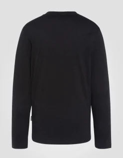 T-shirt noir manches longues effet flammé - NOIR