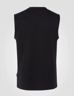 T-shirt noir sans manche effet flammé - NOIR