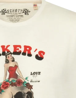 T-shirt pin-up bikers blanc - BLANC CASSÉ