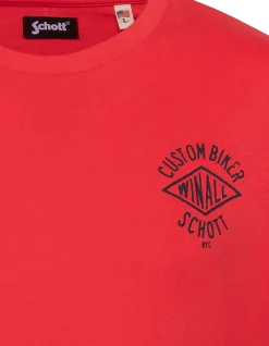 T-shirt rouge imprimé Custom Biker - ROUGE