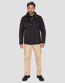 Veste army noire multipoches, plastron amovible - NOIR
