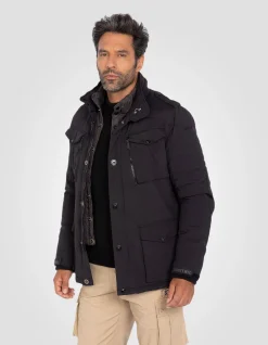 Veste army noire multipoches, plastron amovible - NOIR