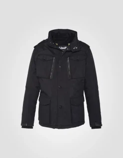 Veste army noire multipoches, plastron amovible - NOIR