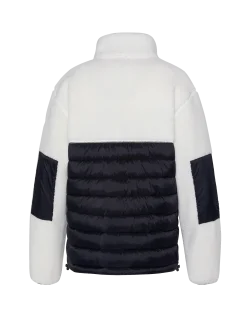 Veste blance cassé et bleu marine bi matière sherpa et nylon doudouné - BLANC CASSÉ/MARINE