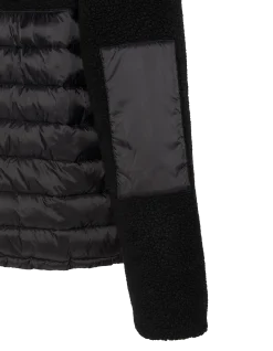 Veste à capuche noire bi matière sherpa et nylon doudouné - NOIR/NOIR