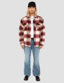 Veste à carreaux marron doublée sherpa - CARREAUX MARRON