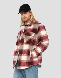 Veste à carreaux marron doublée sherpa - CARREAUX MARRON