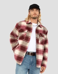 Veste à carreaux marron doublée sherpa - CARREAUX MARRON