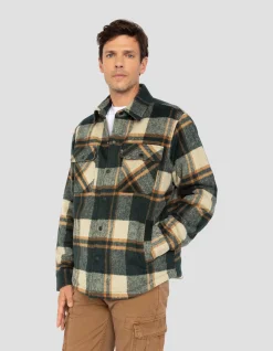Veste à carreaux verts doublée sherpa - CARREAUX VERT