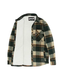 Veste à carreaux verts doublée sherpa - CARREAUX VERT