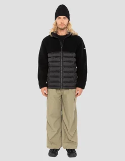 Veste noire bi matière sherpa et nylon doudouné - NOIR/NOIR