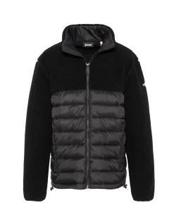 Veste noire bi matière sherpa et nylon doudouné - NOIR/NOIR