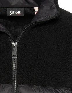 Veste noire bi matière sherpa et nylon doudouné - NOIR/NOIR