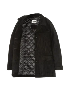 Veste Western noire à franges, chèvre velours - NOIR